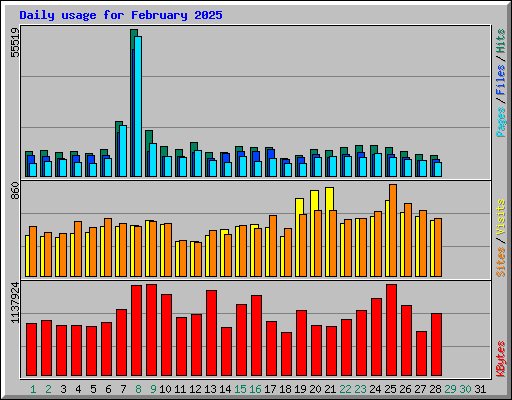 Daily usage for February 2025