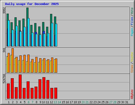 Daily usage for December 2025